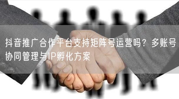 抖音推广合作平台支持矩阵号运营吗？多账号协同管理与IP孵化方案