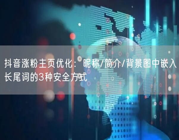 抖音涨粉主页优化：昵称/简介/背景图中嵌入长尾词的3种安全方