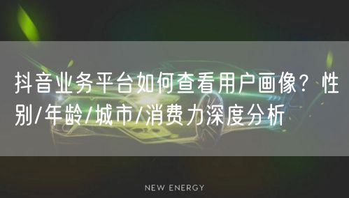 抖音业务平台如何查看用户画像？性别/年龄/城市/消费力深度分析